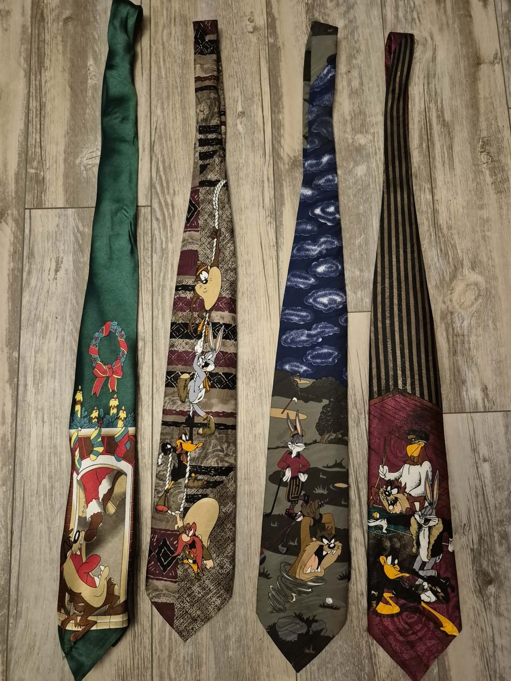 Novelty Looney Tunes Character Ties - Green, Brown, Blue, Burgundy